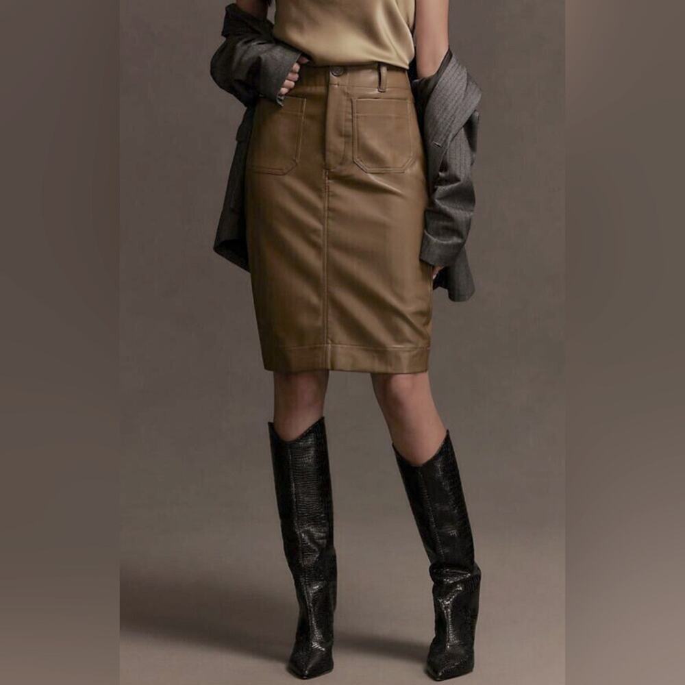Maeve by Anthropologie Colette Faux Leather Skirt - Picture 2 of 2